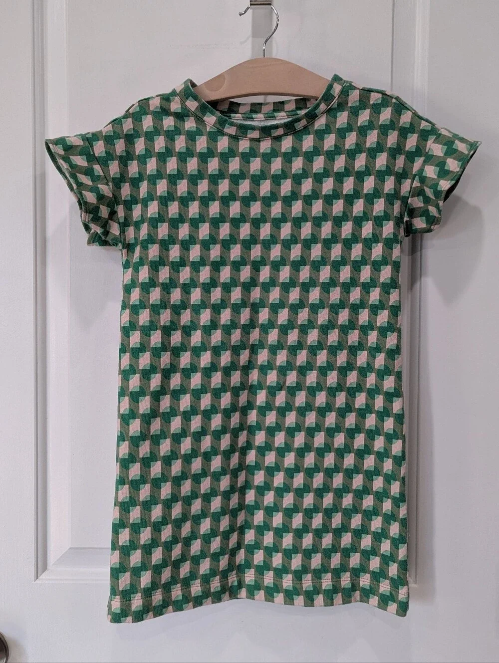 Gymboree Kids Dress Green Geometric Short Sleeves Summer Shift Girls Size 5 6 S
